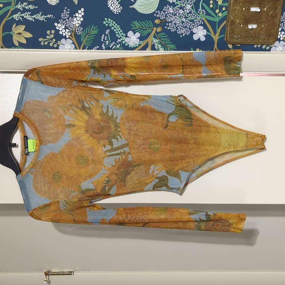 Zara Sunflower Print Bodysuit - Blue and Orange